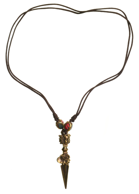 Wikinger Halskette Birkhilt mit Talisman Phurpa aus Messing in Goldgelb Rückansicht
