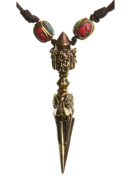 Wikinger Halskette Birkhilt mit Talisman Phurpa aus Messing in Goldgelb Detailansicht 2