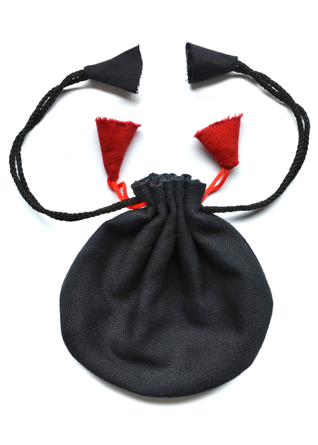 Mittelalter Almosenbeutel Kyot 9X13 cm in Schwarz Frontansicht