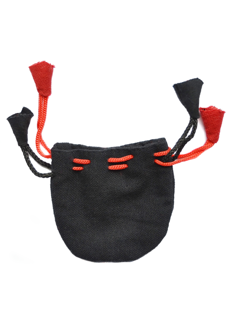 Mittelalter Almosenbeutel Kyot 6X7 cm in Schwarz Frontansicht 2