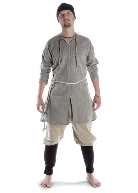 Mittelalter Strick Urian aus Baumwolle in Beige Frontansicht 5