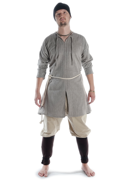 Mittelalter Strick Urian aus Baumwolle in Beige Frontansicht 5