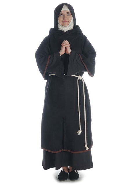 Mittelalter Strick Urian aus Baumwolle in Beige Frontansicht 6