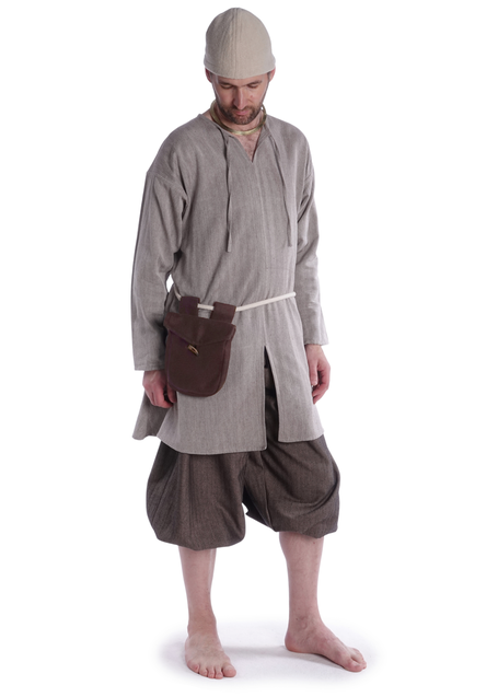 Mittelalter Strick Urian aus Baumwolle in Beige Frontansicht 7