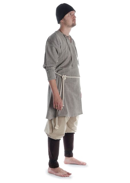 Mittelalter Strick Urian aus Baumwolle in Beige Seitenansicht