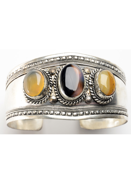 Mittelalter Armreif Palestine aus Weißmetall in Silbern Frontansicht 4