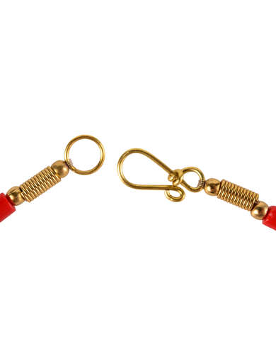Wikinger Halskette Arinna aus Resin in Rot-TÃ¼rkis Detailansicht