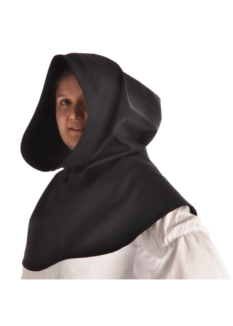 Mittelalter Kapuze Elida in Schwarz Seitenansicht 2