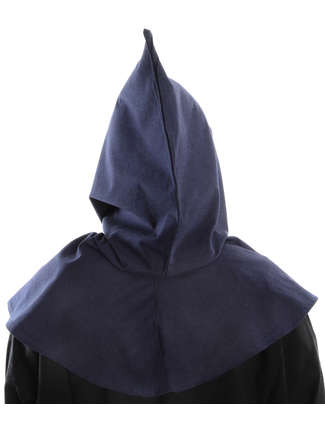Mittelalter Kapuze Elida in Blau Rückansicht