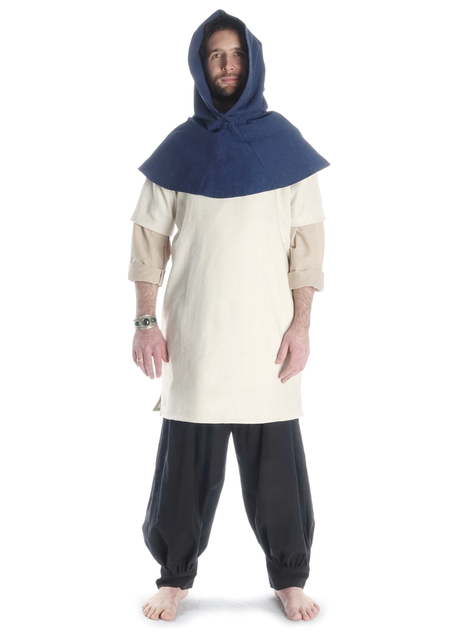 Mittelalter Kapuze Elegast in Blau Frontansicht 2