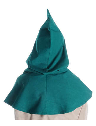 Mittelalter Kapuze Elegast in Grün Rückansicht
