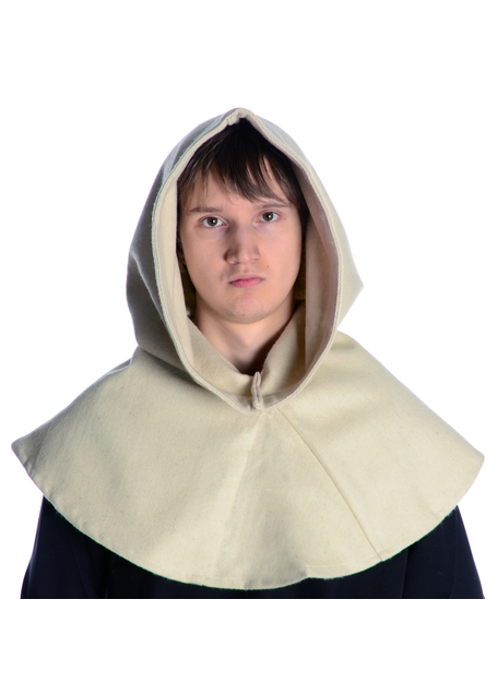 Mittelalter Kapuze Anfole in Beige Frontansicht
