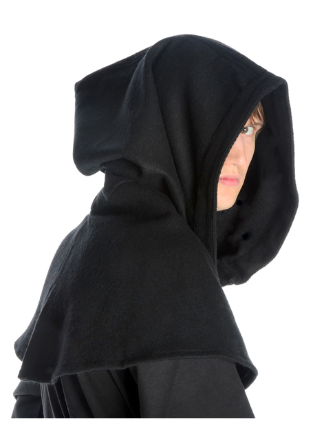 Mittelalter Kapuze Anfole in Schwarz Seitenansicht
