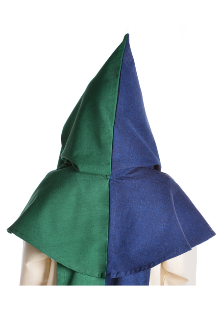 Mittelalter Kapuze Imane in Blau-Grün Rückansicht 2