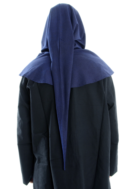 Mittelalter Gugel Ampflise in Blau Rückansicht
