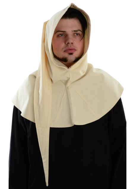Mittelalter Gugel Aldrian in Beige Frontansicht