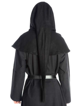 Mittelalter Gugel Mahaute in Schwarz Rückansicht