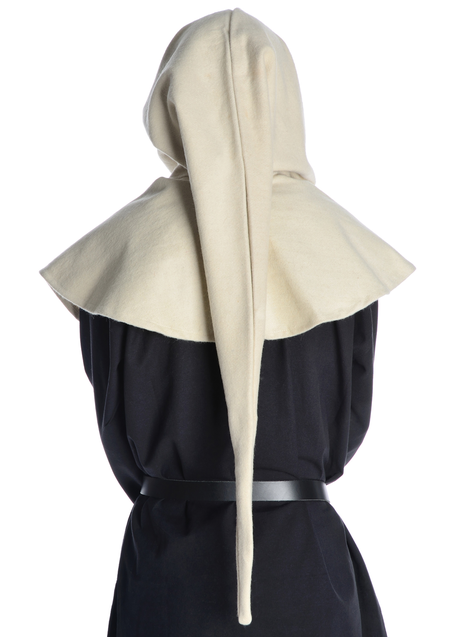 Mittelalter Gugel Dietleib in Beige Rückansicht