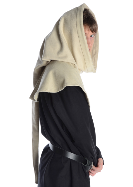 Mittelalter Gugel Dietleib in Beige Seitenansicht