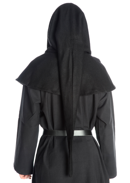 Mittelalter Gugel Dietleib in Schwarz Rückansicht