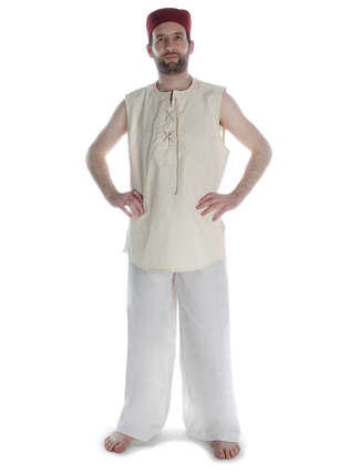 Mittelalter Hose Jovelin in Weiß Frontansicht