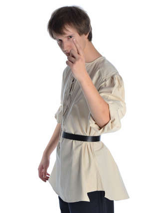 Mittelalter Schnürhemd Parzival in Beige Seitenansicht