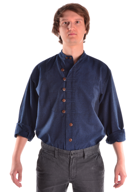Mittelalter Hemd Erec in Blau Frontansicht 2