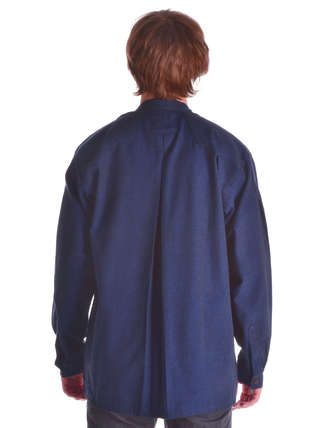 Mittelalter Hemd Gawan in Blau Rückansicht