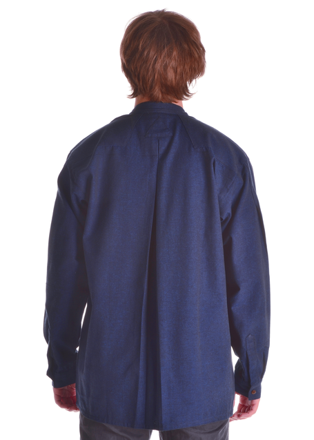 Mittelalter Hemd Gawan in Blau Rückansicht