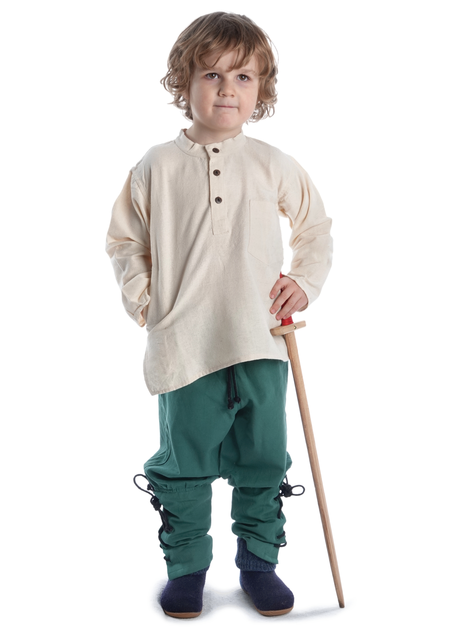 Mittelalter Kinderhemd Anfortas in Beige Frontansicht
