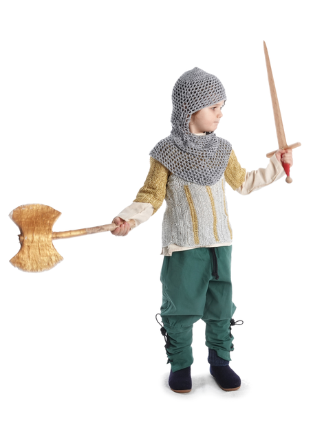 Mittelalter Kinderhemd Anfortas in Beige Frontansicht 5