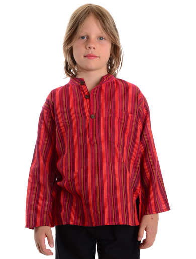 Mittelalter Kinderhemd Anfortas in Rot gestreift Frontansicht 4