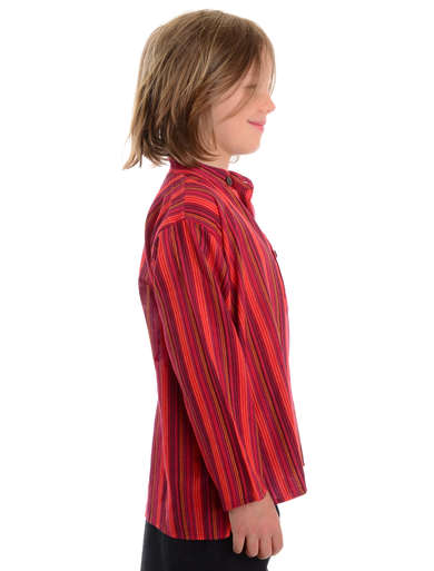Mittelalter Kinderhemd Anfortas in Rot gestreift Seitenansicht 2