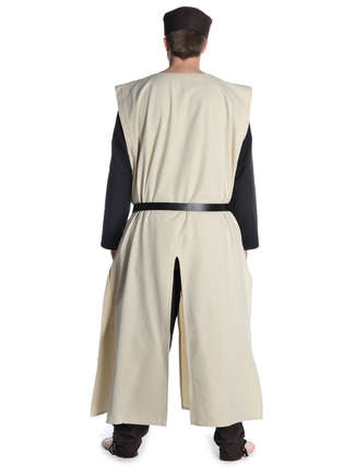 Mittelalter Waffenrock Tourendal  aus Baumwolle in Beige-Schwarz Rückansicht