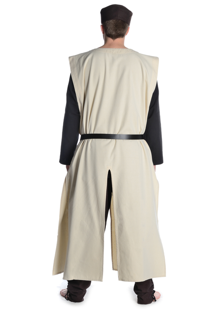 Mittelalter Waffenrock Tourendal  aus Baumwolle in Beige-Schwarz Rückansicht