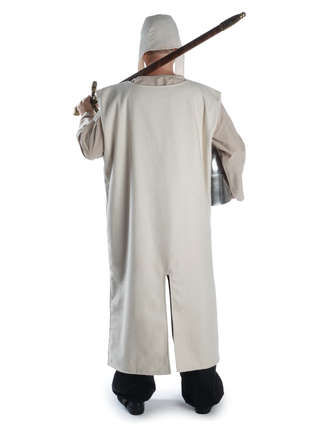 Deutschritter Waffenrock Nagelring-beige Wollfilz mit Futter schwarzes Taztenkreuz aus Baumwolle in Beige-Schwarz Rückansicht
