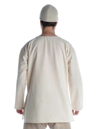 Mittelalter Tunika Siegfried kurz in Beige Rückansicht