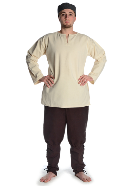Mittelalter Tunika Hagen kurz in Beige Frontansicht