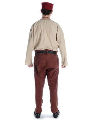 Mittelalter Tunika Siegfried mittel in Hanffarben Rückansicht 3