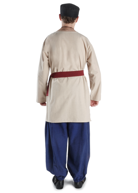Mittelalter Tunika Siegfried mittel in Hanffarben Rückansicht 4