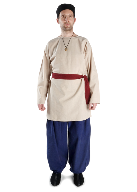 Mittelalter Tunika Siegfried mittel in Hanffarben Frontansicht 8
