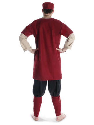 Mittelalter Tunika Hermann Wollfilz in Rot Rückansicht