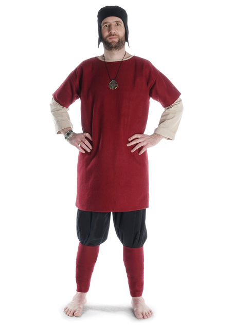 Mittelalter Tunika Hermann Wollfilz in Rot Frontansicht