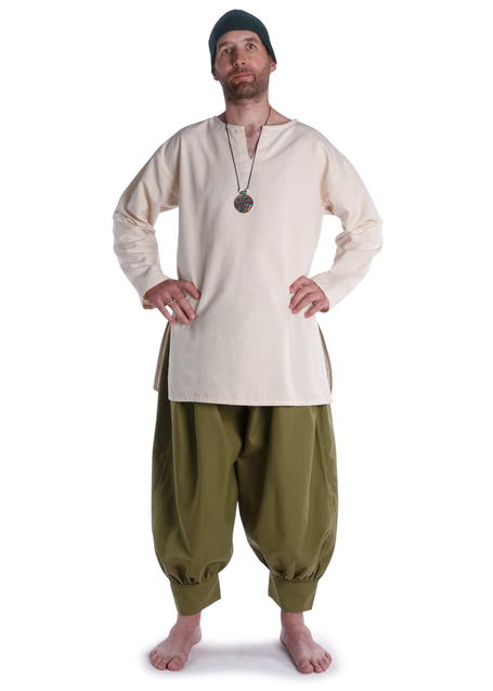 Mittelalter Tunika Hagen mittel in Beige Frontansicht 7