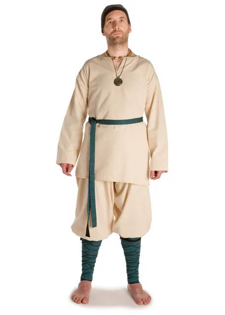 Mittelalter Tunika Hagen mittel in Beige Frontansicht 8