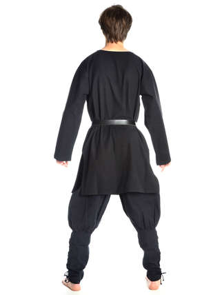 Mittelalter Tunika Hagen mittel in Schwarz Rückansicht