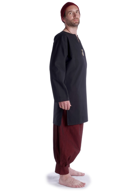 Mittelalter Tunika Hagen mittel in Schwarz Seitenansicht 2