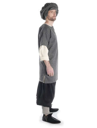 Mittelalter Tunika Ebo in Grau Seitenansicht