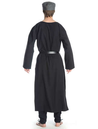 Mittelalter Tunika Siegfried lang in Schwarz Rückansicht