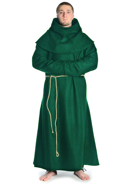 Mittelalter Kutte Halzebier (Set) in Grün Frontansicht